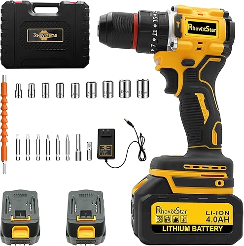 Juego de taladro inalámbrico con batería y cargador, juego de herramientas de taladro eléctrico de 20 V, portabrocas sin llave de 12 pulgada,