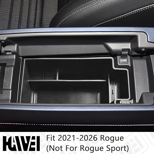Miniatura 2 de HGWEI Organizador de consola central compatible con accesorios interiores Nissan Rogue 2021 2022 2023 2024, caja de almacenamiento de material ABS,