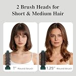 Aima Beauty Set de brosses pour sécheuse - 4-in-1 Séchoir à brosse ronde ajoute brillant, lisse, courbure & Volume pour cheveux courts à moyens, interchangeables 1” & 1.25” Barrel rond, contrôle ionique des frisottis, vert foncé