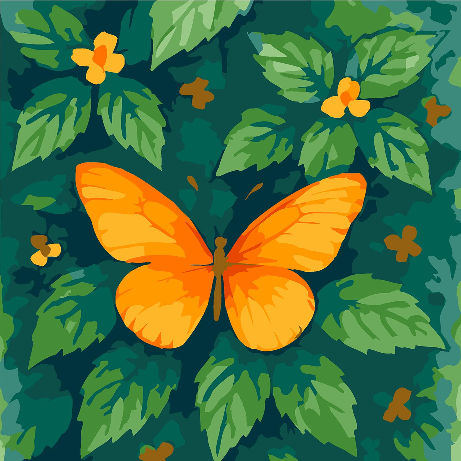 Butterfly DIY Paint By Numbers Kit on Canvas 20x20cm with Frame Paint by Numbers Kits Drawing Paintwork for Beginners Adults Gift Home Wall Decor