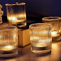 Vista 2 de VOHO 24 piezas Portavelas transparentes para centros de mesa de boda para mesas, portavelas votivos para velas y candelabros de té, portavelas