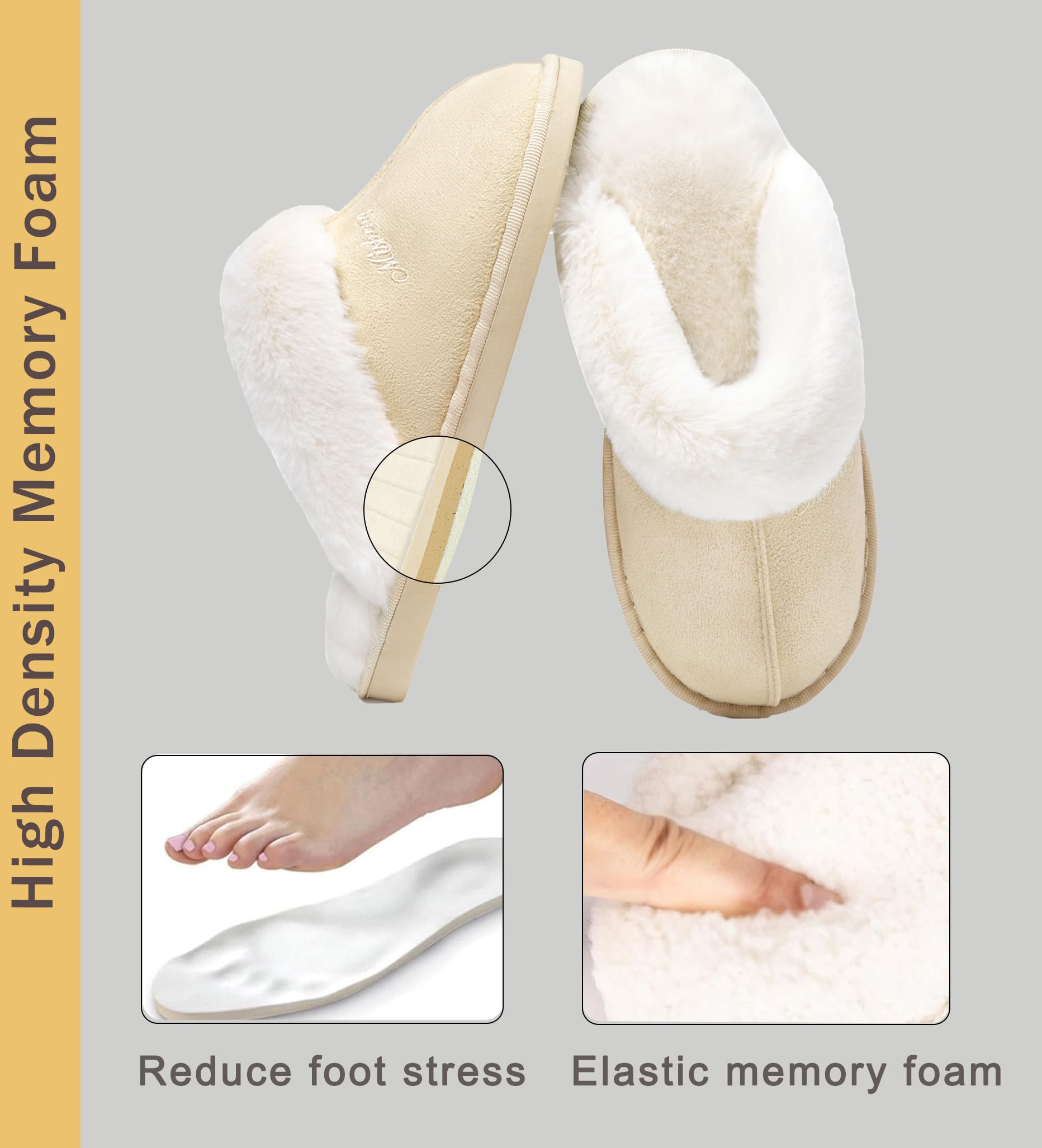 Donpapa Pantofole Donna Uomo Peluche Autunno Invernali Morbida Memoria Schiuma Interne Casa Ciabatte Fluffy Pelose Interno Esterno