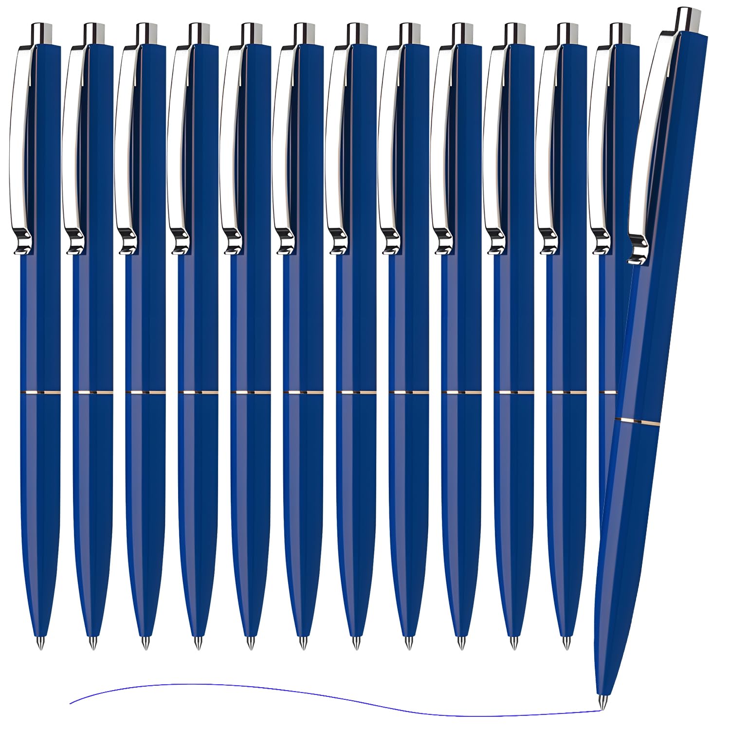 MOTIBACK 12pcs Blue Ballpoint Pen,1.0mm Point Ball Biro Pen with Comfort Grip - Office, School and Business Supplies,Ink Roller Ball Pens with Plug-In Cover Smooth Writing โ image 1