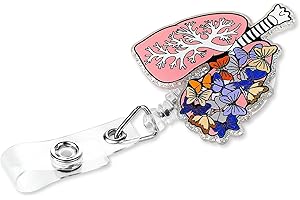 Nurse Badge Holder Reels Retractable Lungs Anatomy Flower Pattern