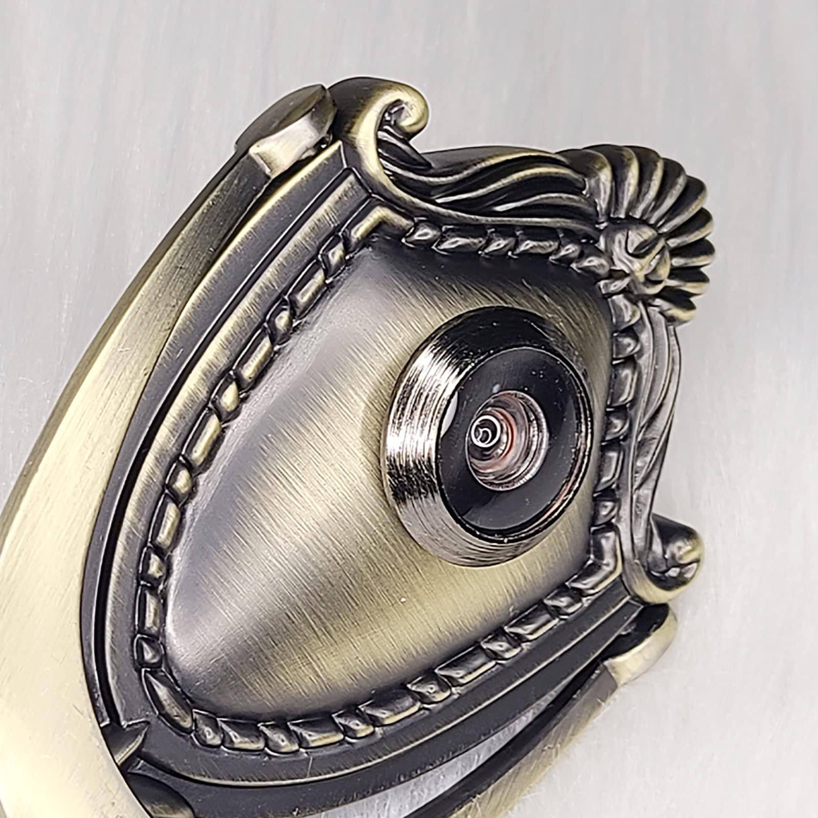 Heurtoir de porte, heurtoir de sécurité antique en alliage de zinc avec miroir d'intimité, design durable, parfait pour la décoration de porte d'entrée ou de tiroir, facile à installer