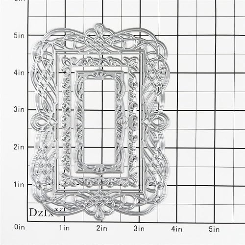 Miniatura 2 de DzIxY Troqueles de corte de metal de encaje rectangular retro para kit de fabricación de tarjetas, troquelados, troquelados, plantillas de máquina