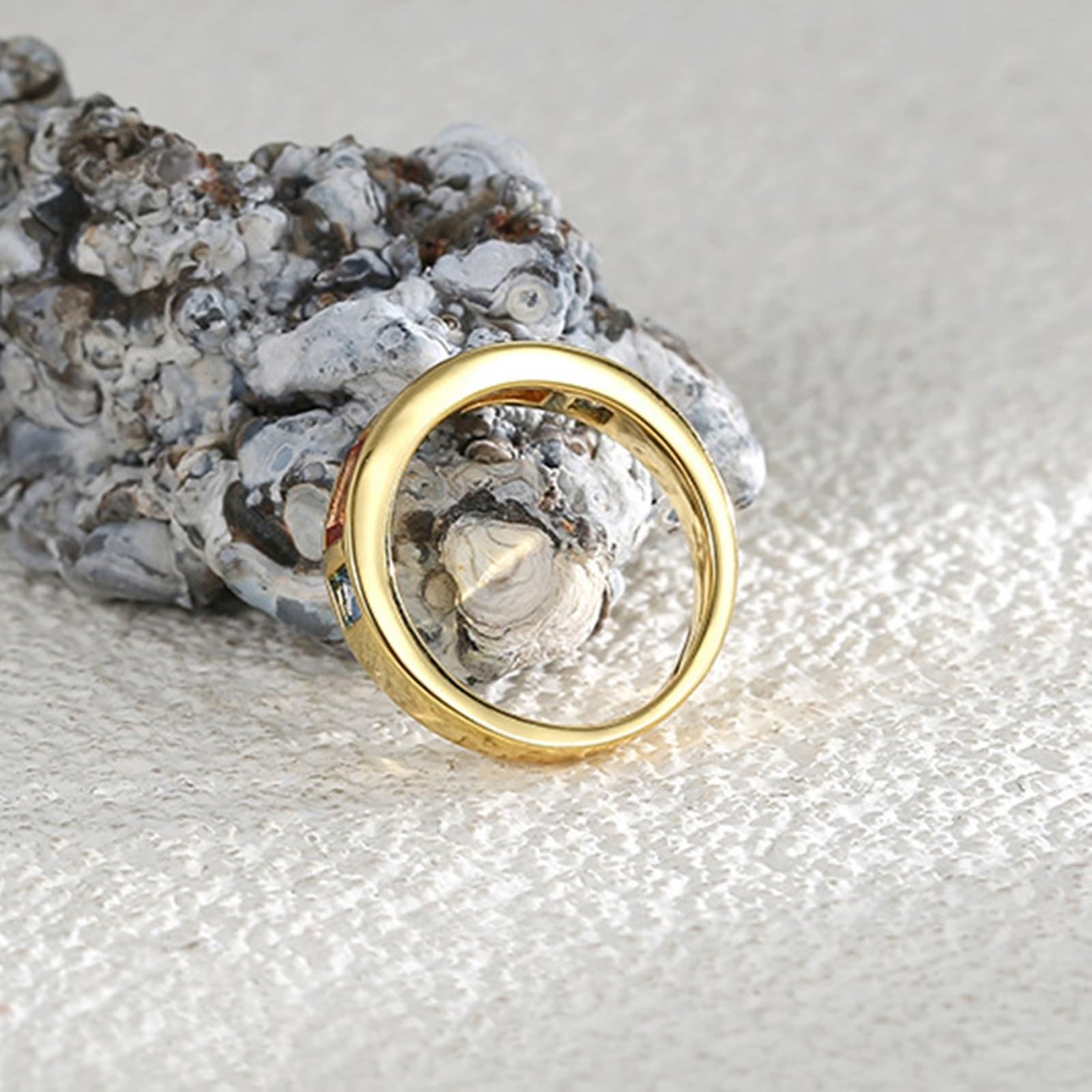 9 Karat/14 Karat/18 Karat Gelbgold Ring Labgeschaffener Saphir Orange, Rings Jahrgang
