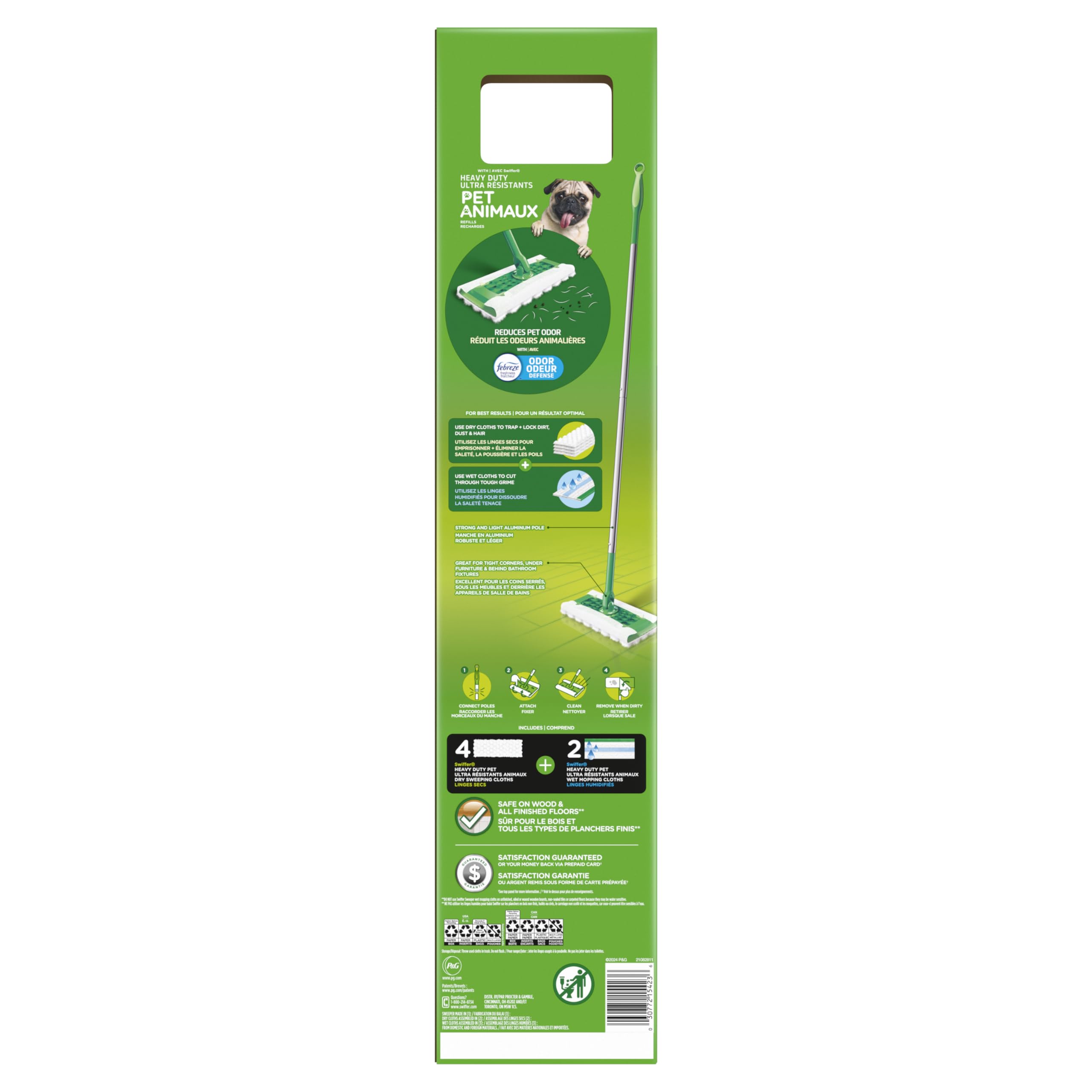 Swiffer Limpiador para Mascotas + fregona, Escoba y trapeador, Limpiador de Suelos Secos y húmedos para Suciedad, Polvo, Cabello, Herramienta de Limpieza Multiusos para el hogar, baño, Cocina, el