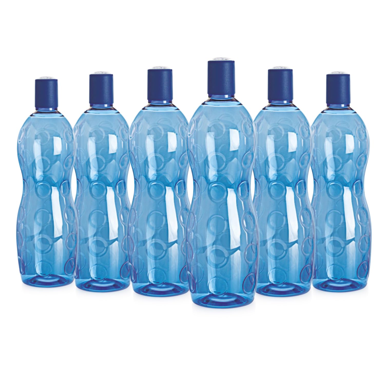Cello Polka PET Bottle Set, 1 Litre, Set of 6, Blue