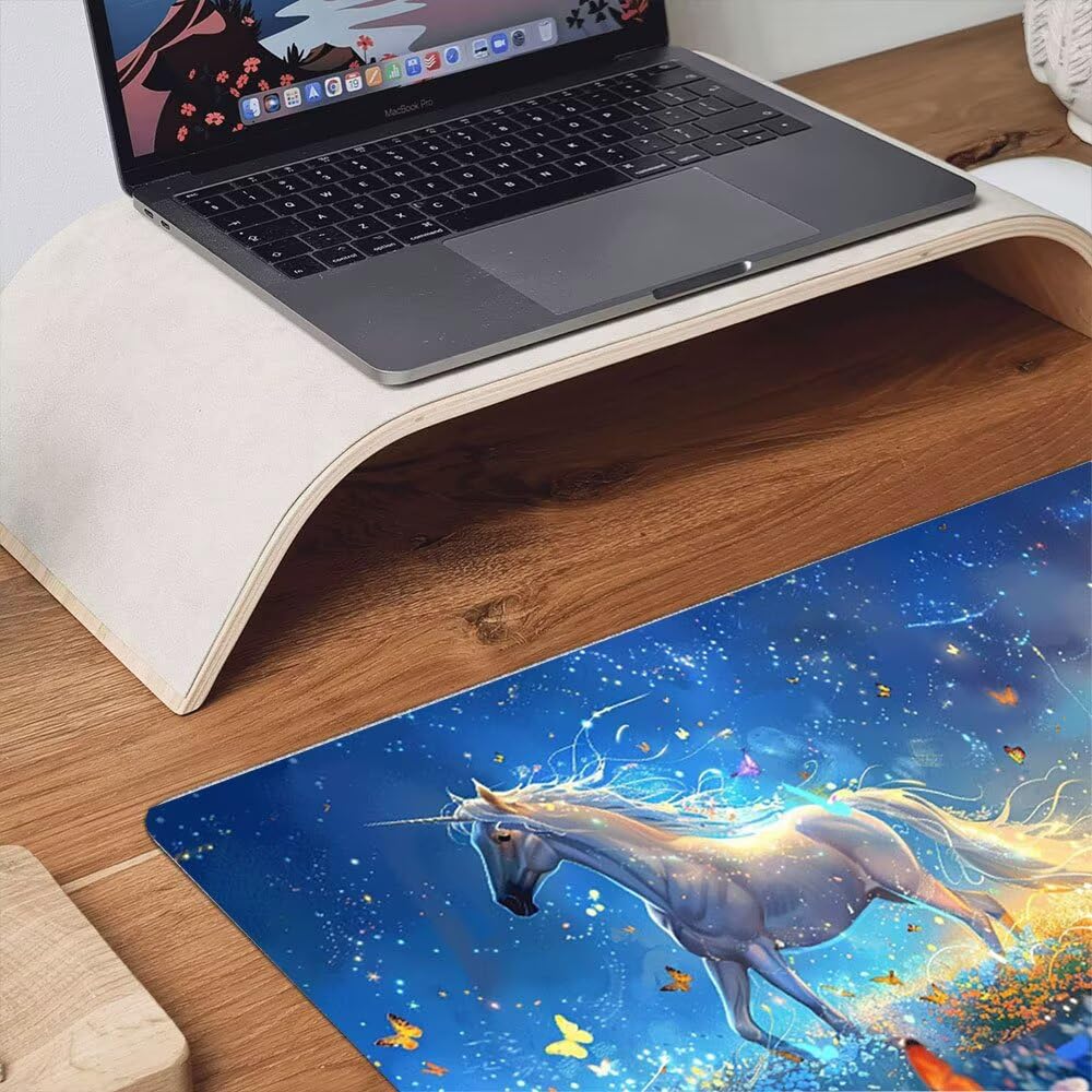 Duża podkładka pod mysz do gier XXL 1800 x 900 x 3 mm z zszytymi krawędziami, trwała antypoślizgowa podstawa z naturalnej gumy, zmywalna podkładka na klawiaturę, gry, dom, biuro, kwiat koń xR6-344
