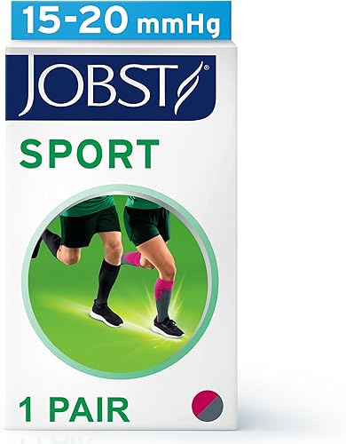Miniatura 9 de JOBST Calcetines deportivos de compresión hasta la rodilla, 15-20 mmHg, blancogris, talla XL