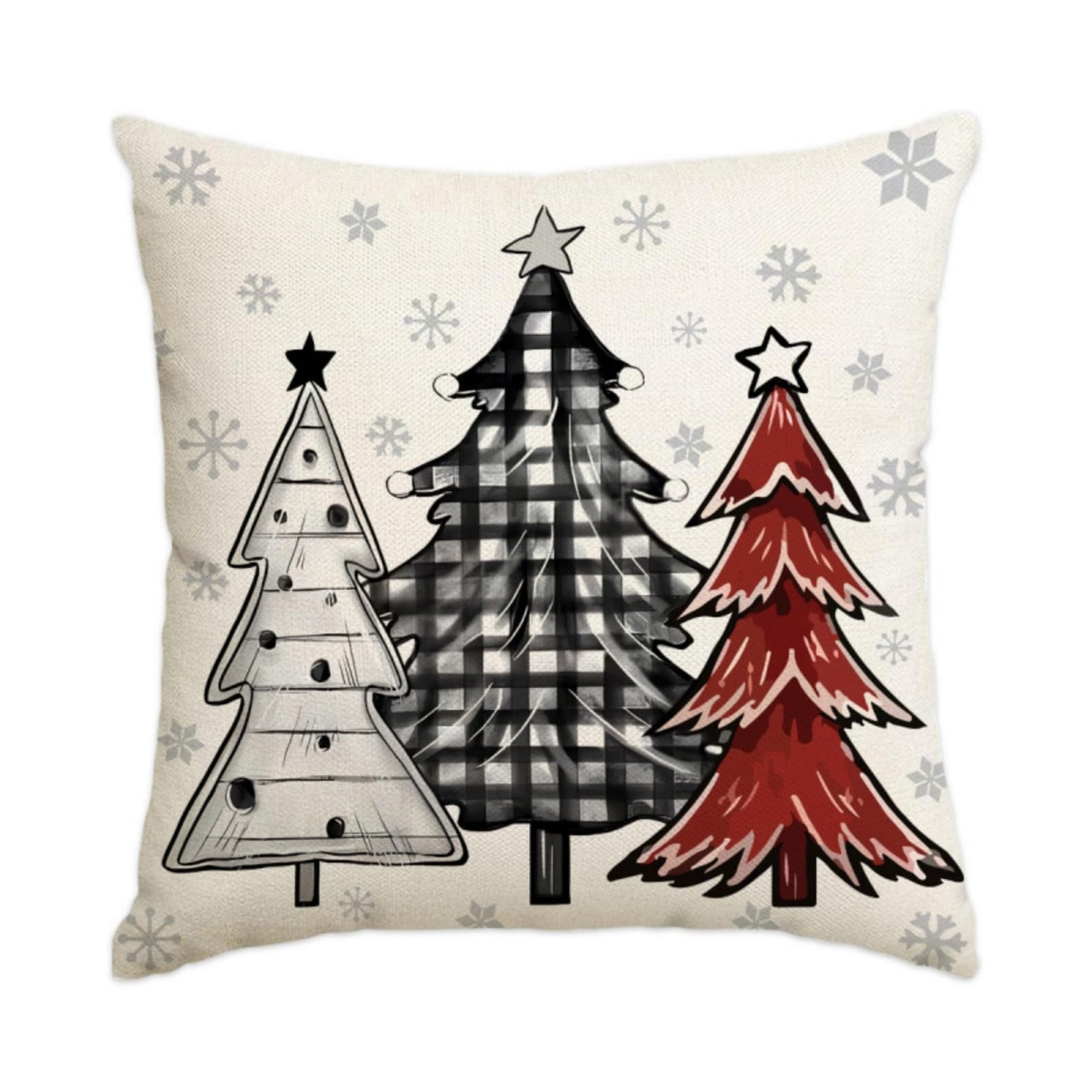 Cushion Covers 40cm x 40cm Red Black Pillowcase with Invisible Zipper,Decorative Throw Pillows Cover Thickened linen fabric sSfa Cushions Cover,for Home Décor, Bedroom & Sofa