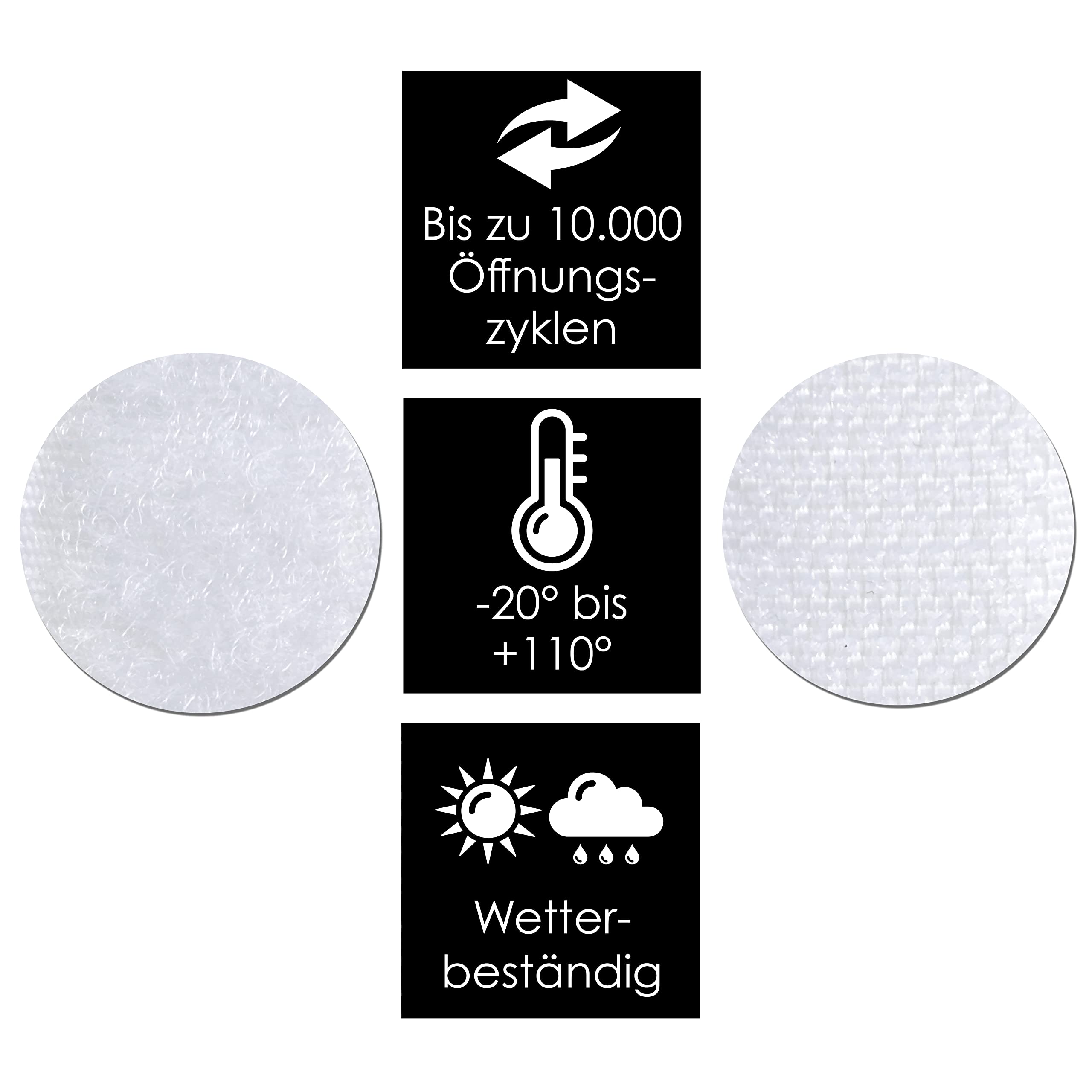 Nastro A Strappo Autoadesivo - 1008 Punti (504 Hook + 504 Loop), 10mm, Bianco, Per Casa, Hobby, Ufficio