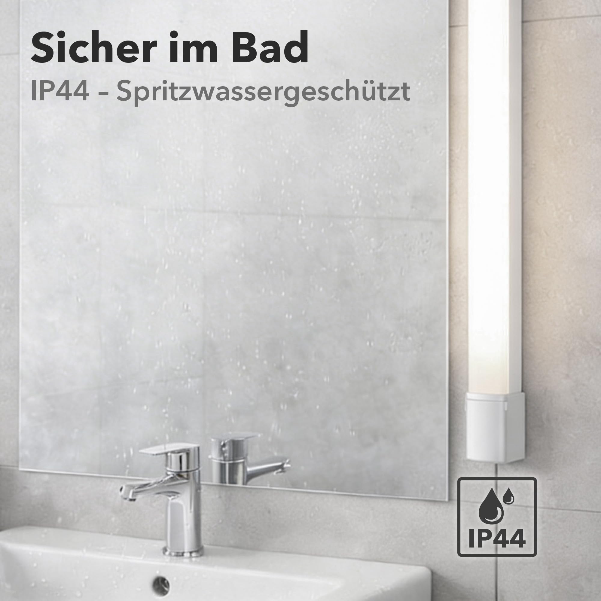 ledscom.de Lampada LED a specchio FERIG, lampada da bagno con presa, 67,5 cm, 14,5 W, 1601lm, bianco
