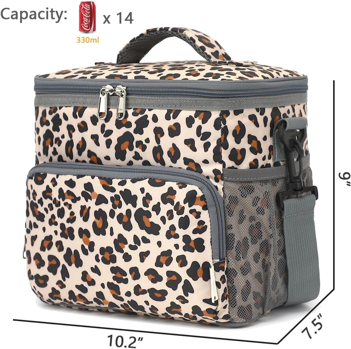 Insulated Lunch Bag for Adult/Women/Men, Reusable Lunch Box Cooler Soft Leakproof Tote, Thermal Meal Prep Lunch Pail with Adjustable Shoulder Strap for Picnic/School/Travel/Office, Leopard - Image 3