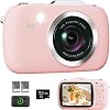 Digital Camera, 5K Vlog Camera, Photography, 80MP Auto Focus Point and Shoot Digital Camera Beginner teens 18x Zoom Portable Compact Travel Camera, Flash, 32GB Card & 2 Batteries Pink