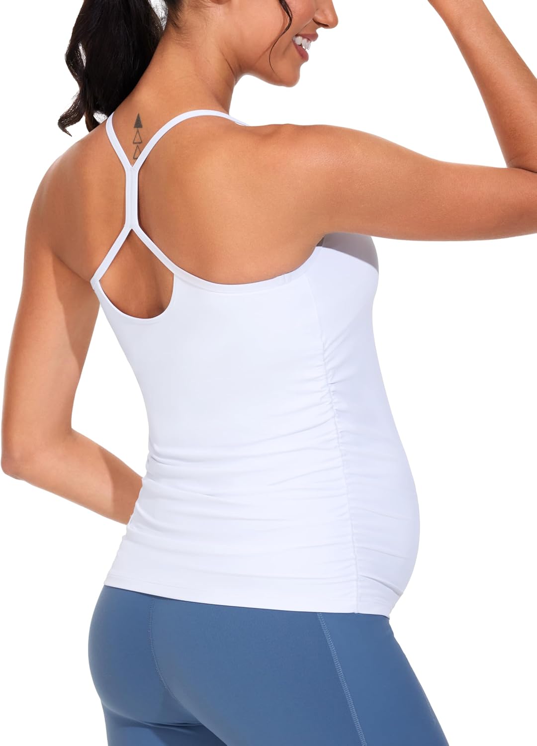 THE GYM PEOPLE Women's Maternity Tank Tops Racerback Pregnancy Ruched Sleeveless Yoga Workout Shirts with Removable Padded - Image 2
