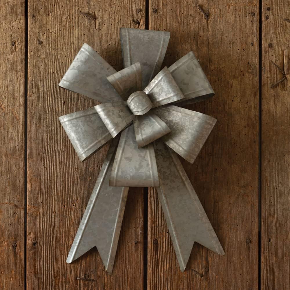 Colonial Tin Works Oversized Galvanized Metal Christmas Bow