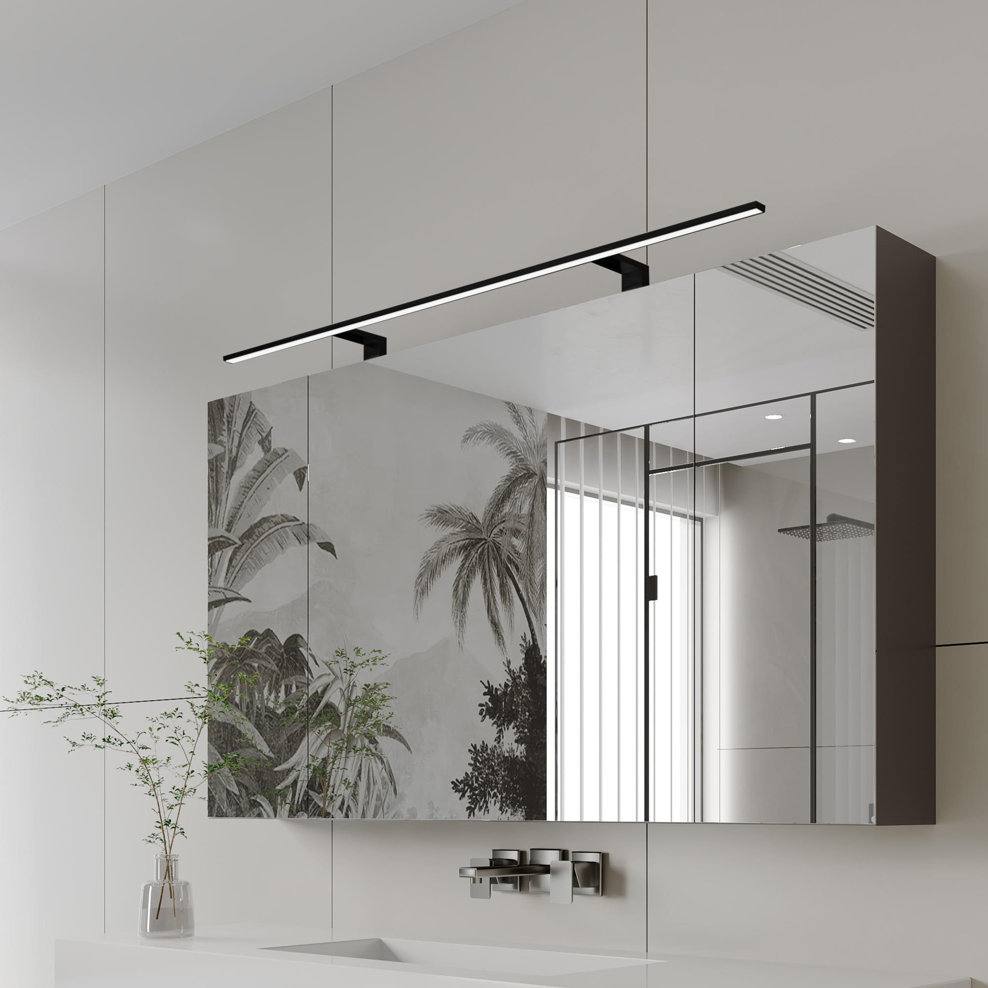 Spectraline LED Badezimmerleuchte 120cm IP44 Spiegelleuchte 18W 230V Schwarz neutralweiß