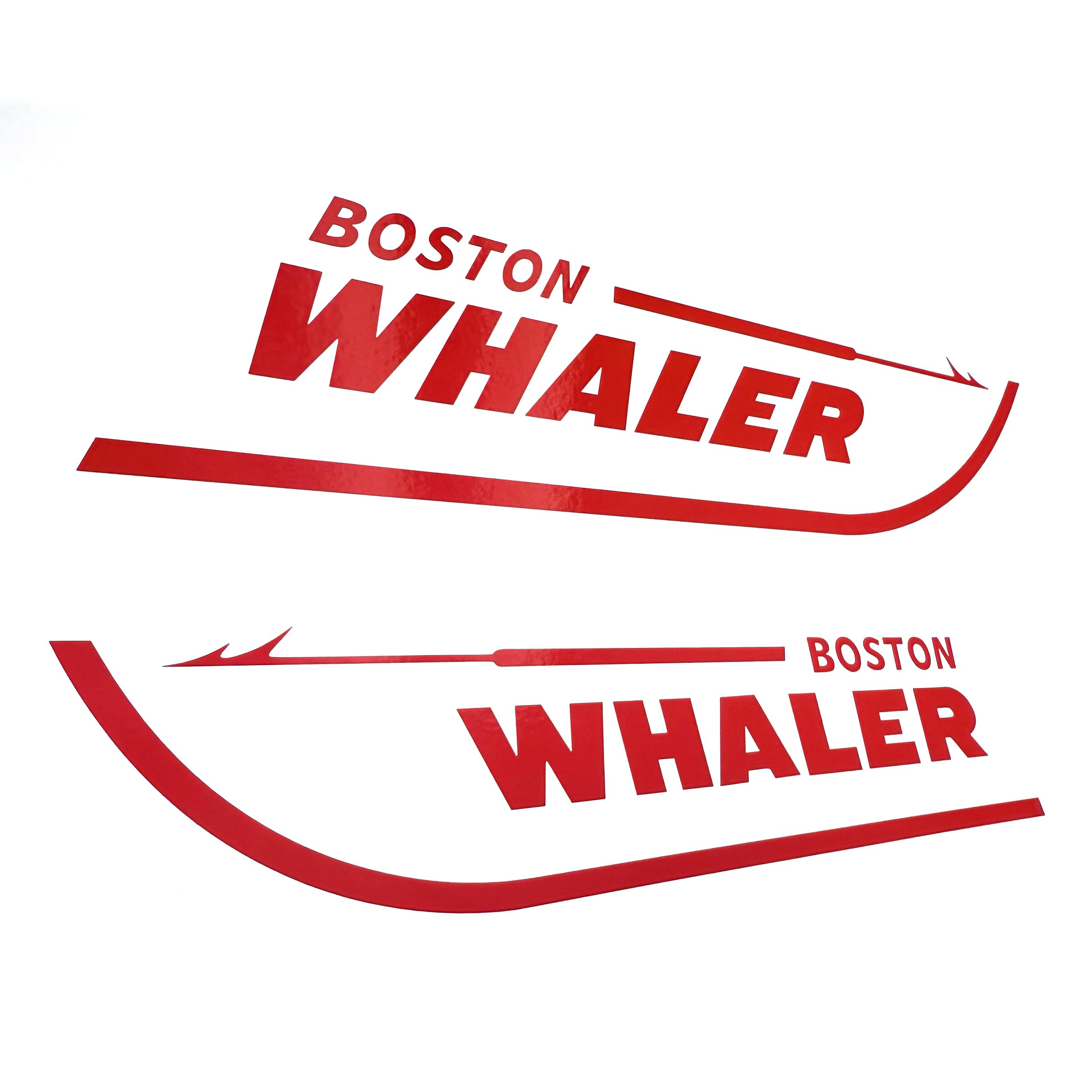 Set of 2 Boston Whaler Decals for Boat Hull, Marine Grade Restoration Sticker kit (Red, 24 inches)