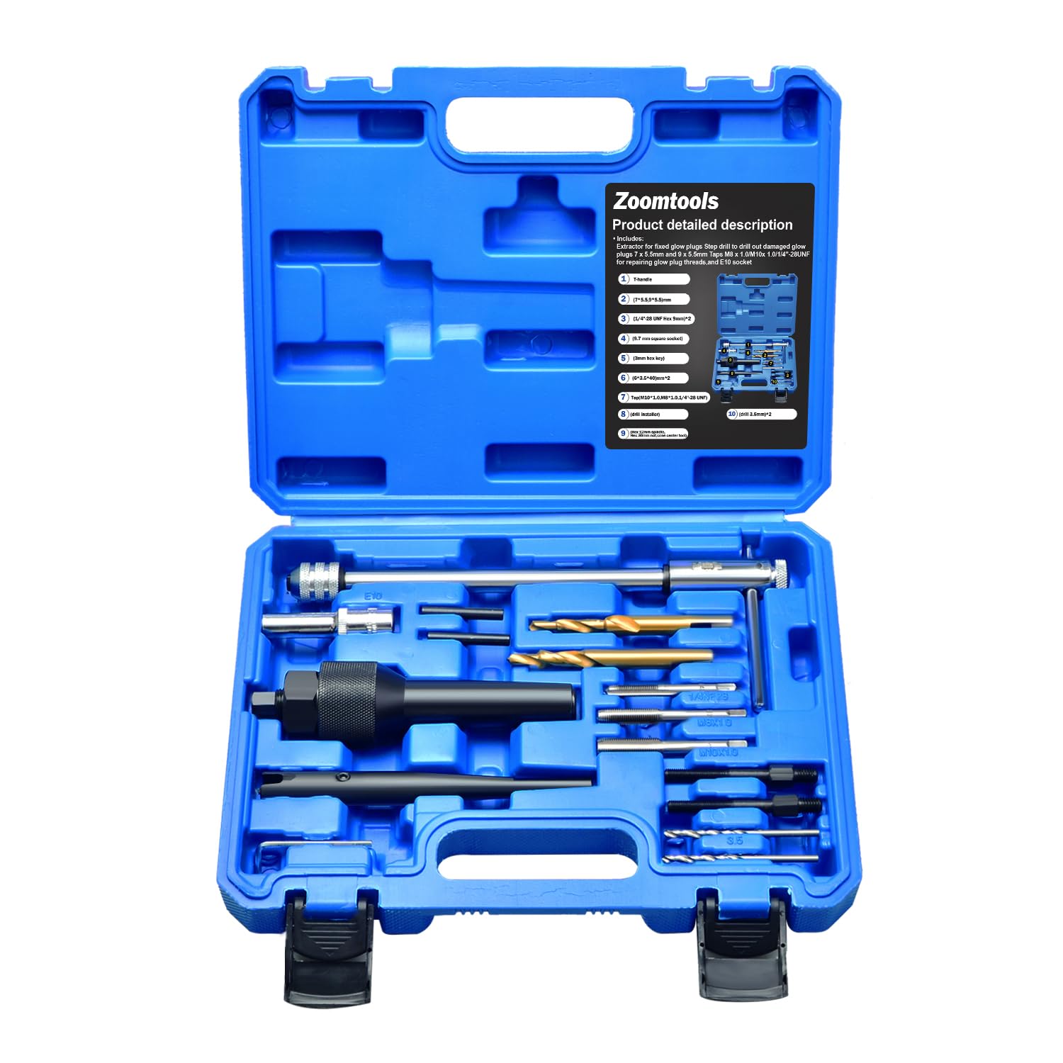 Strumento di Rimozione Candelette, 16 Pezzi Strumento di Rimozione Candelette Portatile in Acciaio Metrico Sicuro per Candelette Danneggiate da 8 Mm 10 Mm