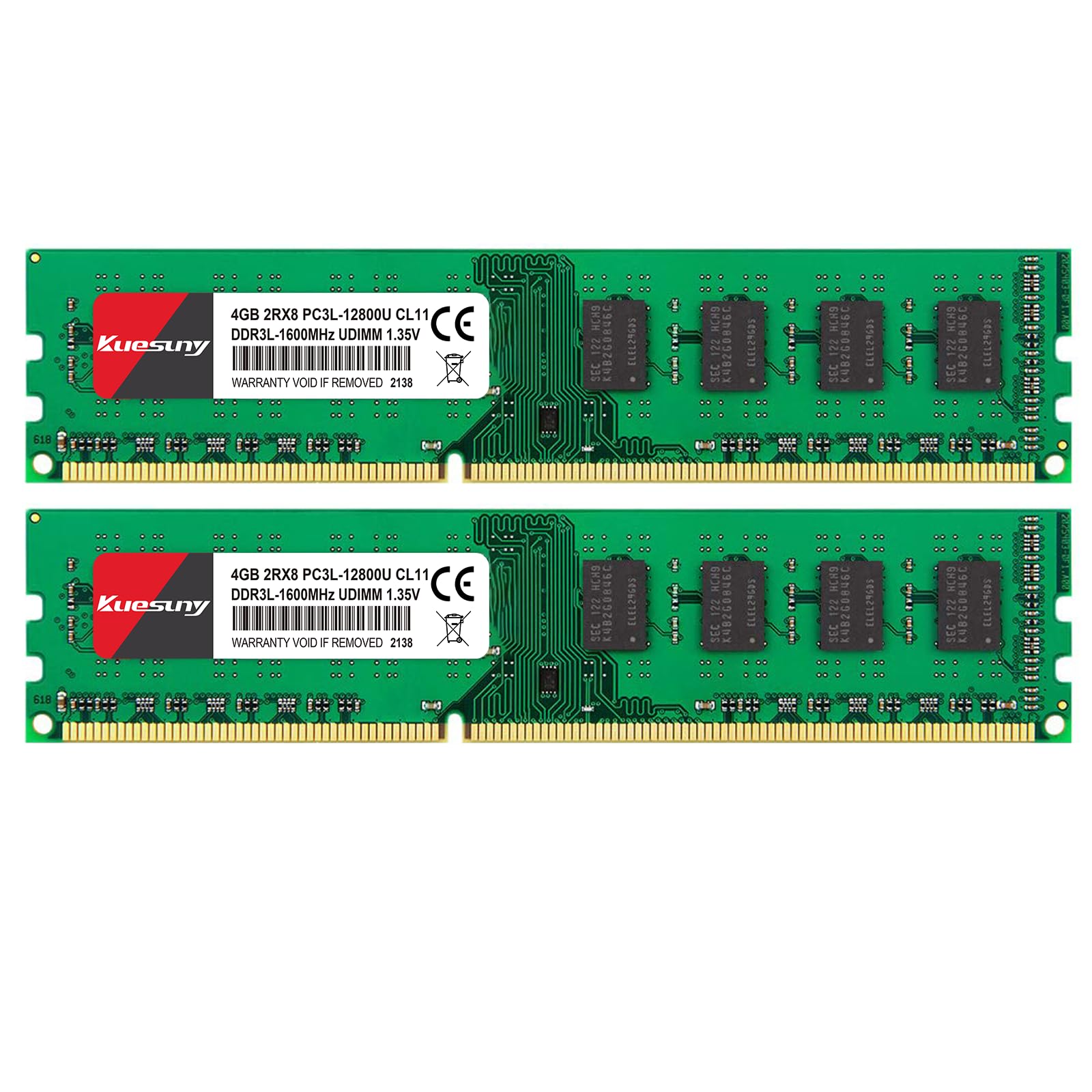 Kuesuny 8GB (2x4GB) DDR3 1600MHz DIMM PC3-12800 UDIMM Non-ECC CL11 240-Pin 1.35V/1.5V Desktop Computer RAM Memory Upgrade Kit
