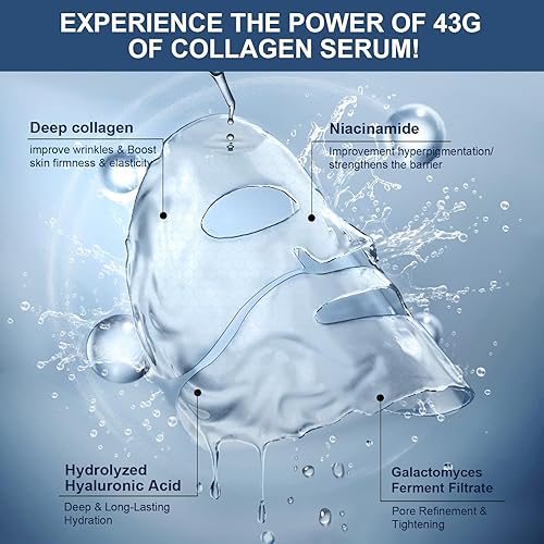 Miniatura 2 de AVJONE Mascarilla facial de colágeno para hidratar y piel cristalina, mascarilla hidratante durante la noche para todo tipo de piel, minimiza los