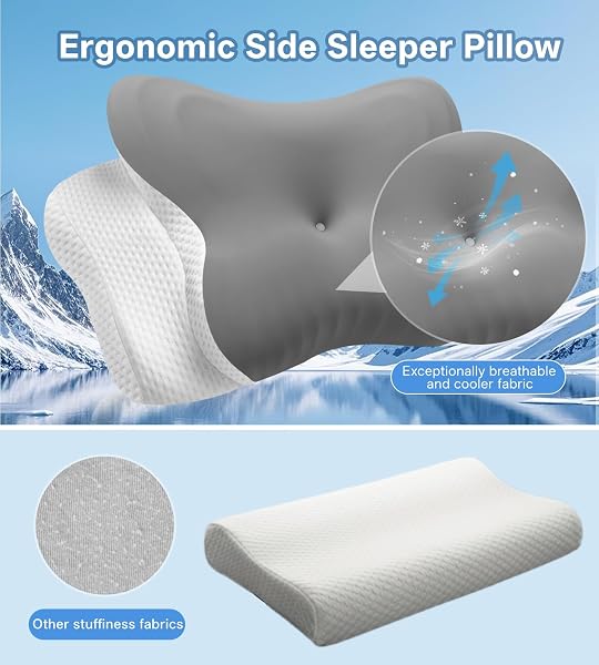 Memory Foam Pillow for Neck Pain - Cervical Neck Pillow for Side Sleepers Back Stomach Sleepers with Breathable Pillowcase, Ergonomic Pillow for Neck and Shoulder Pain (Grey) - 2