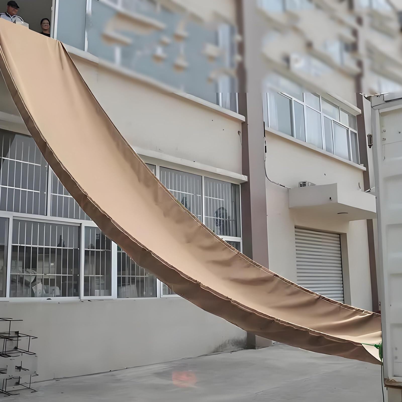 GTHTUHFD Cargo Handling Slides, Canvas Chute For Smooth Abrasion Resistance, Supports 100Kg, Ideal For Warehouse Unloading And Tall Building Operations,Gold-2x15m