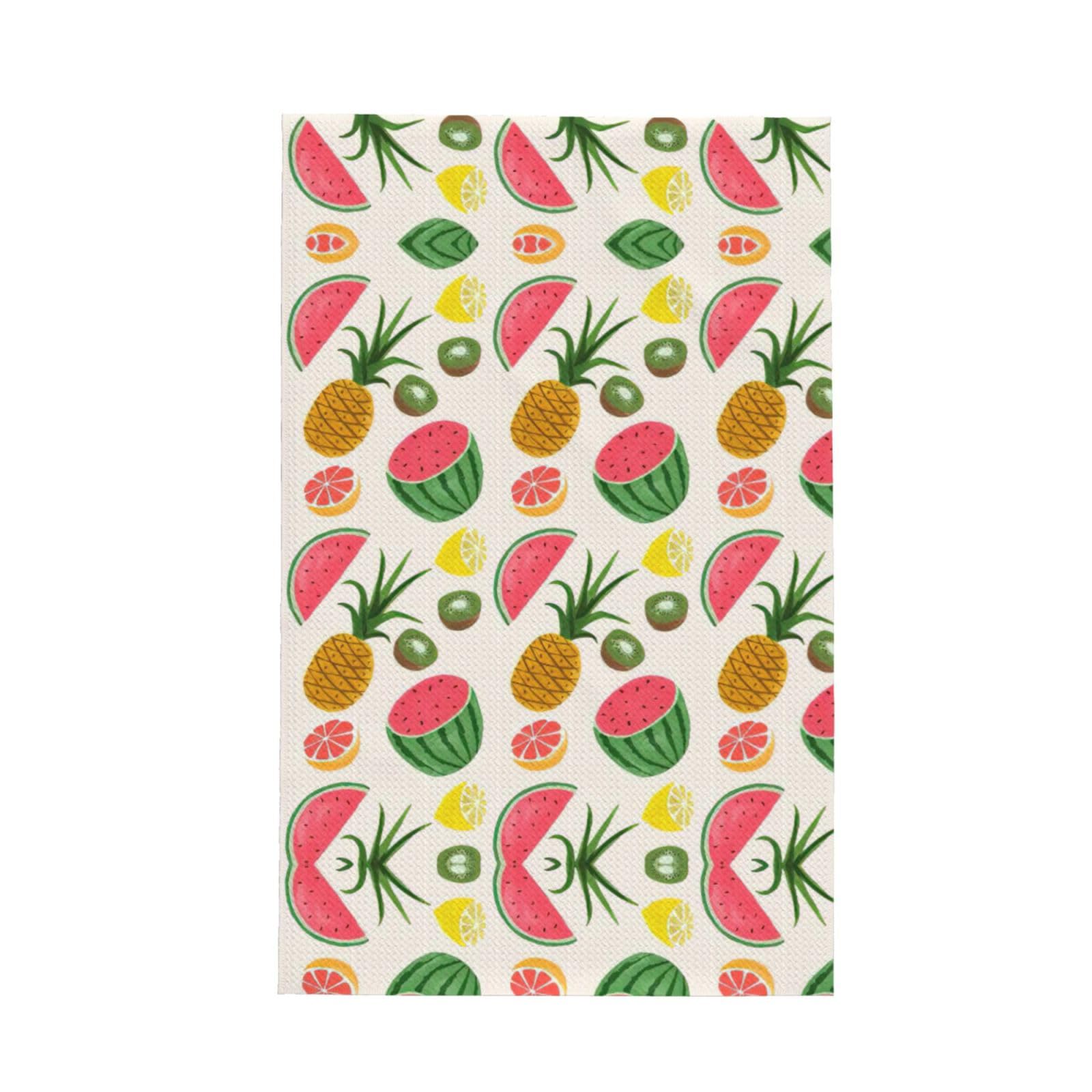 CKGODGF Fruits Print Absorbent Waffle Dishcloths,Kitchen Towels With Hanging Loops,Tea Towels.