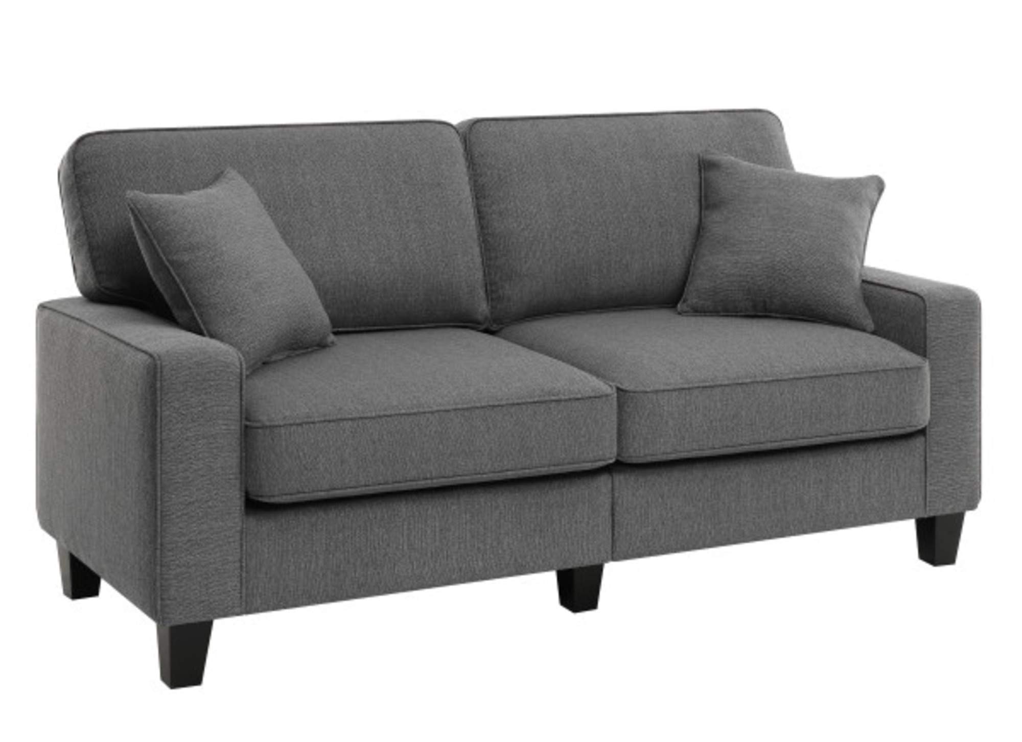 Serta Palisades Upholstered Sofas for Living Room Modern Design Couch, Straight Arms, Soft Fabric Upholstery, Tool-Free Assembly - 73" Sofa - Dark Gray