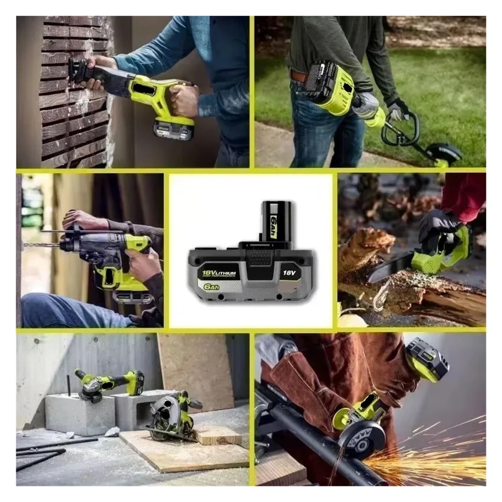 Batería de Litio Compatible con RYOBI de 18 V sin Efecto Memoria, Adecuada for Todas Las Herramientas One+ P104, P107(4Ah Charge)
