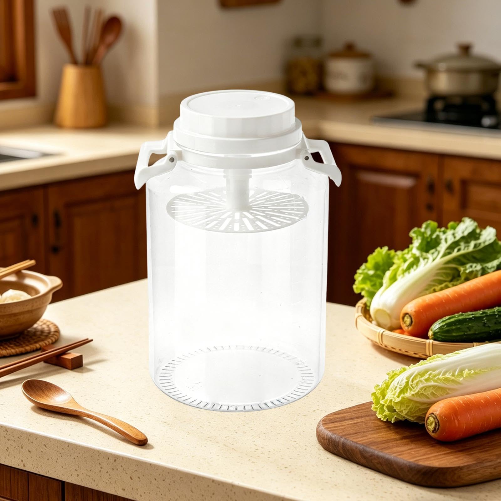 Accesorios para Tarros de Encurtidos. Contenedor Rectangular para Fermentación. Contenedor de Almacenamiento de Alimentos para Encimera, Oficina O Nev, White 10 L, Individual