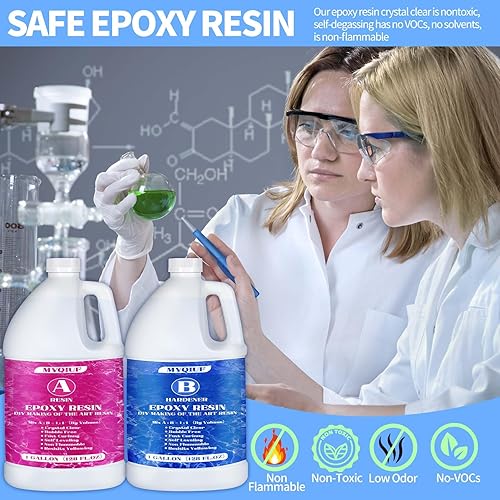 Miniatura 5 de Kit de resina epoxi, 2 galones, resina epoxi transparente, no amarillea, sin burbujas, autonivelante para moldes de bricolaje, joyería de madera,