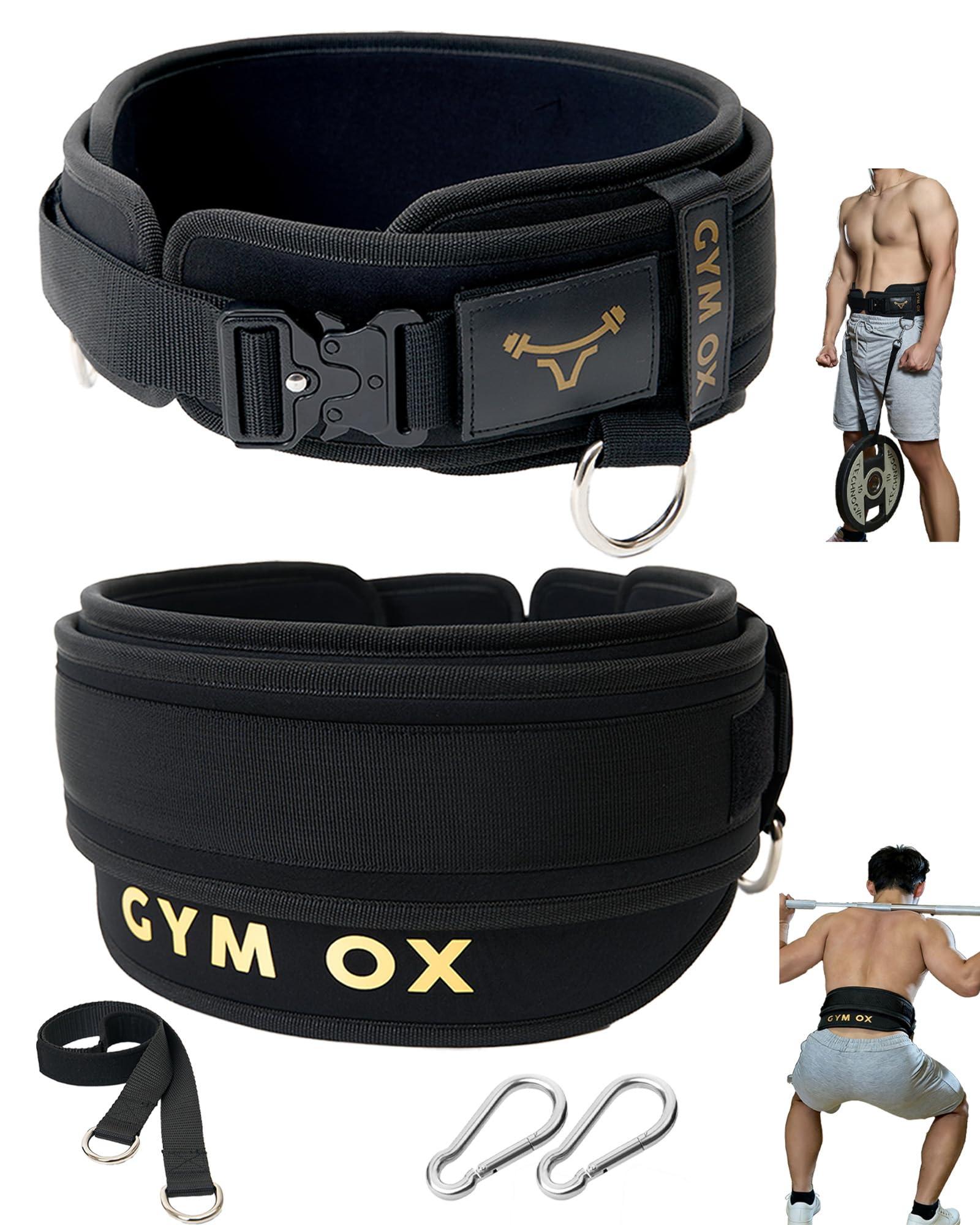 2-in-1 Weight Lifting Belts for Men and Dip Belt,Powerlifting Belt,Gym Belt for Men,Weighted Belt,Weighted Pull Up Belt (Black, Medium)
