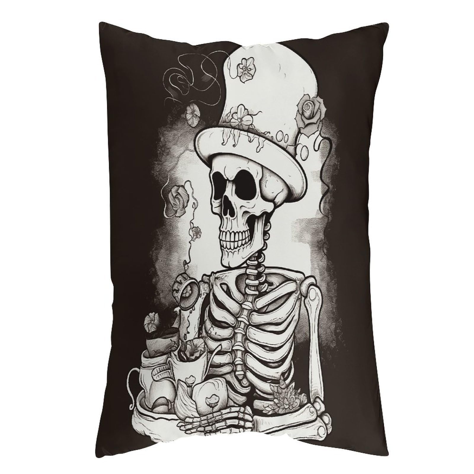 LDGSUPH Skeleton Chef Pillow Cases Soft Pillowcase with Invisible Zipper Wrinkle Resistant Pillow Covers Breathable Removable Pillow Protector for Bed Sofa Car 12 "x20