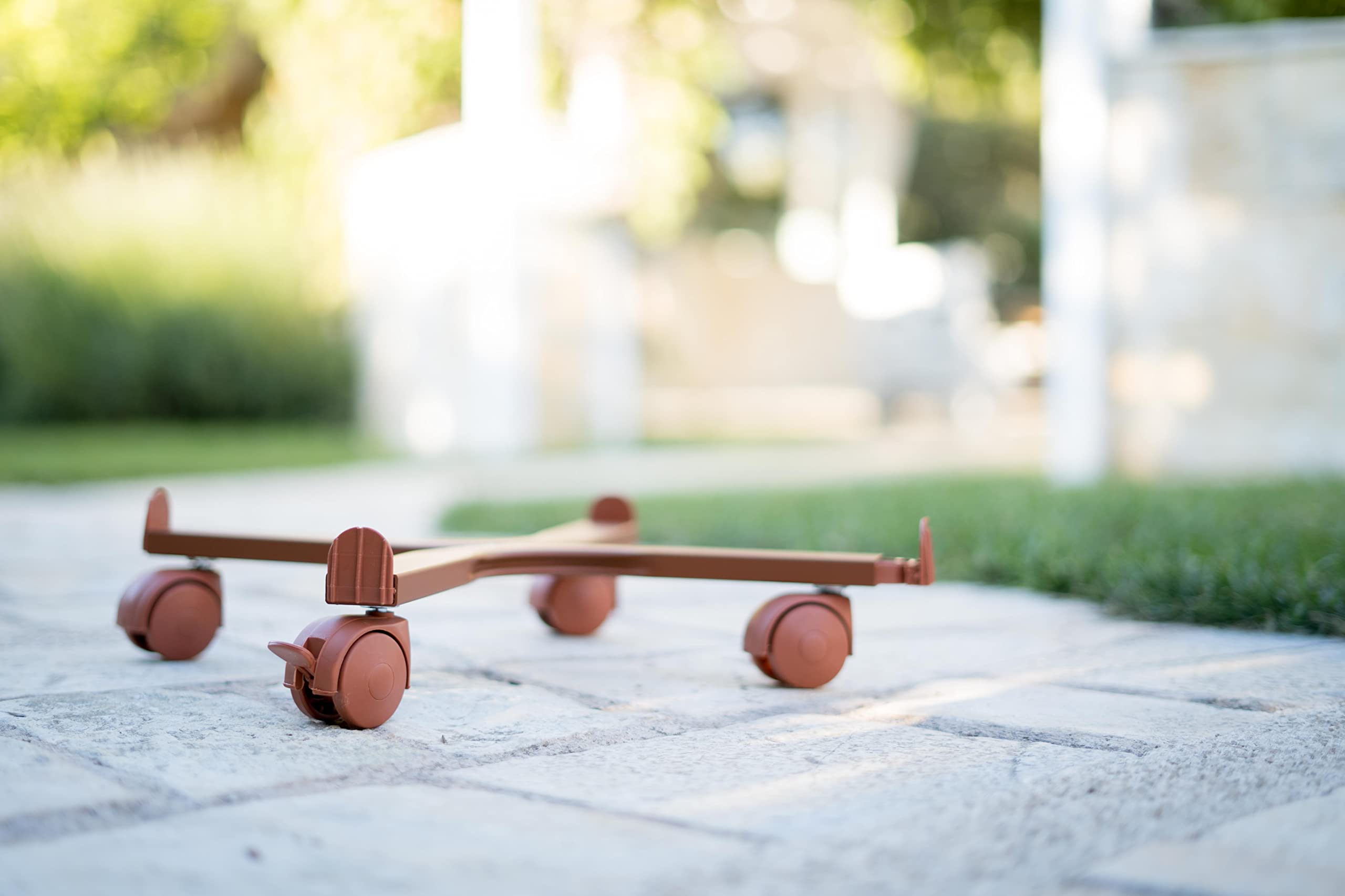 Tecnokit: Carrello Circolare Porta Piante e Fiori, 50cm;tasselli Regolabili, spostare con facilità, 4 Ruote di Cui 1 con Freno, carico kg 90, Robusto, Acciaio. (Cotto)