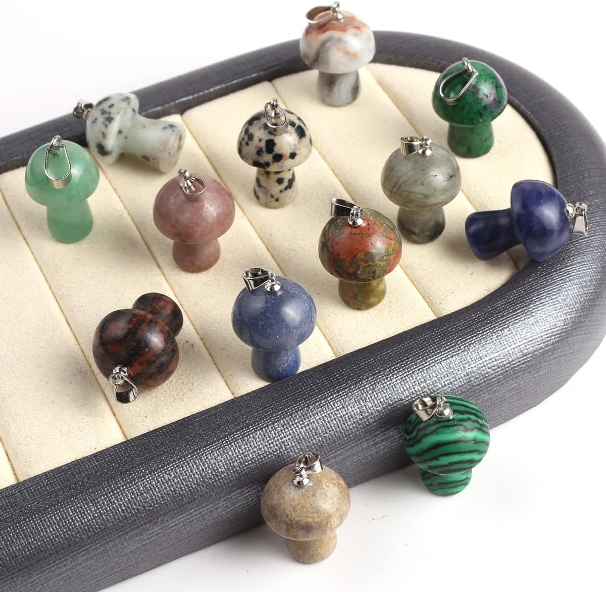 20PCS Natural Stone Pendant Mushroom Shaped Amethyst Rose Quartz Agate Wing Shape Charm For Jewelry Making DIY Necklace Accessory Gift Party - Image 5