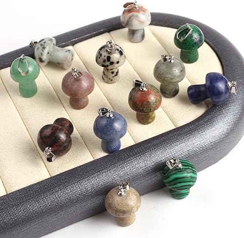 Miniatura 5 de 20 dijes de piedra natural en forma de hongo amatista cuarzo rosa ágata ala encanto para hacer joyas DIY collar accesorio regalo fiesta, Piedra,