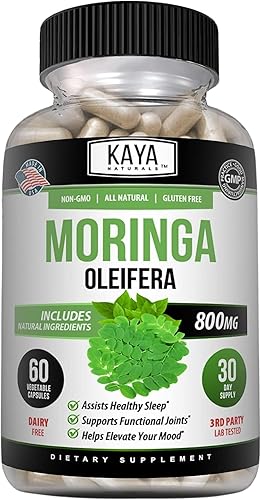 Kaya Naturals Extracto de hoja de moringa Suplemento completo de superalimento de verduras Moringa de árbol milagroso puro Aumenta la energía