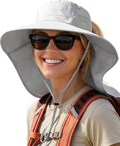Sombrero de pesca para senderismo y hombre, impermeable, de nailon con solapa grande para el cuello, UPF 50+, para mujeres y hombres