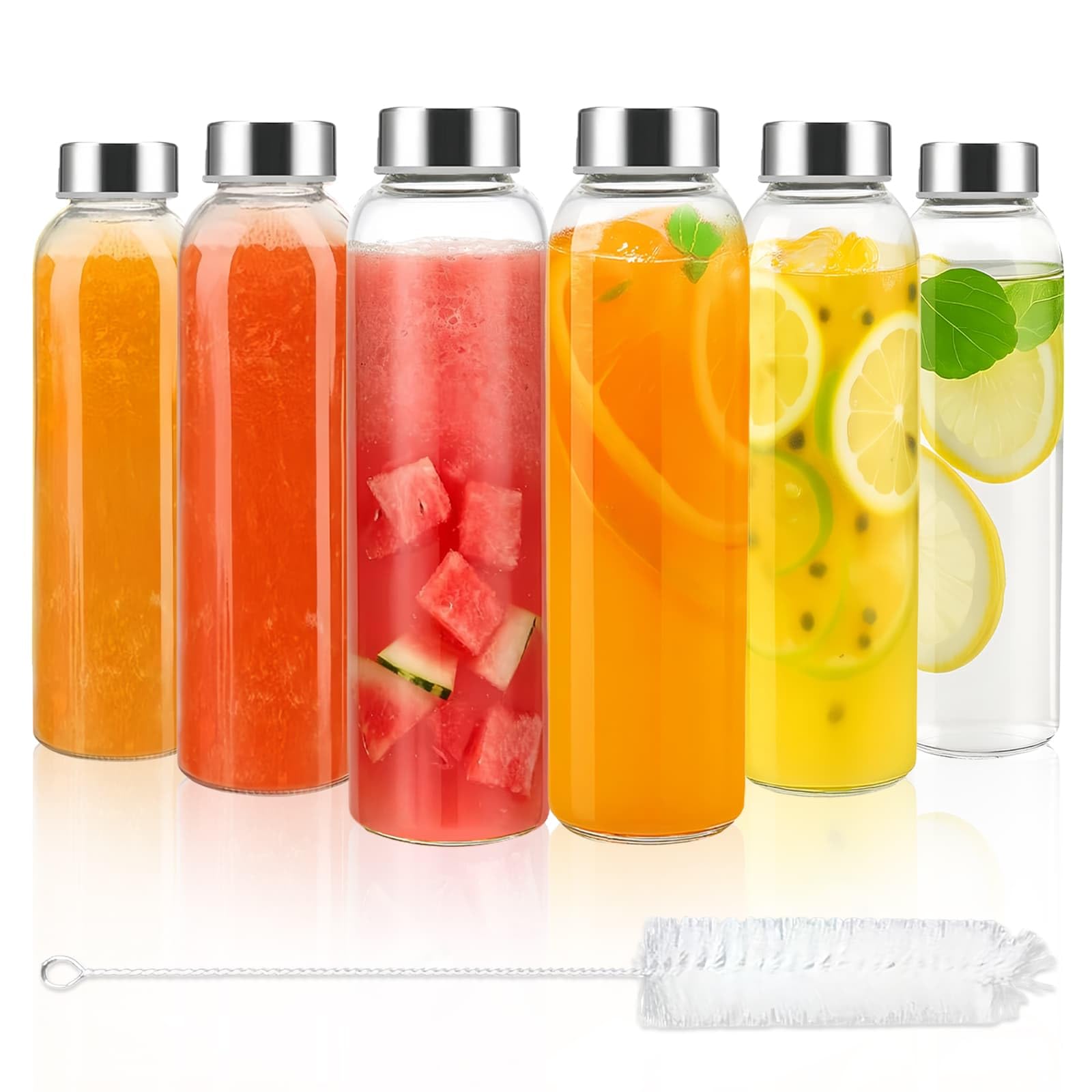 Botellas de vidrio transparente para jugo batidos y almacenamiento reutilizable de 500ml