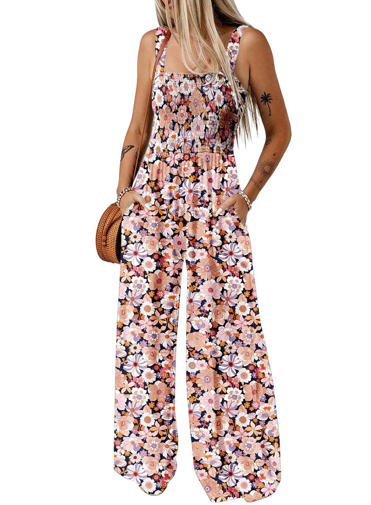 Dokotoo Tuta Donna Estiva Floreale Salopette Elegante Cerimonia Completo Cerimonia Larga Pantaloni Senza Maniche Tailleur Lungo Jumpsuit
