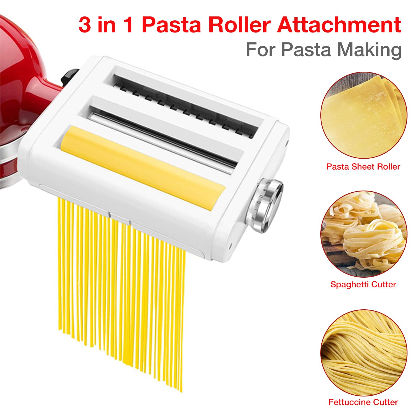 Pasta Roller & Cutter 3-in-1-Set – Vielseitiges Zubehörset Pastata | Herstellung | Roll-Schneidwerkzeuge Frische Hausgemachte Pasta, Lasagneplatten, Spaghetti Fettuccine, Ideal für Küche