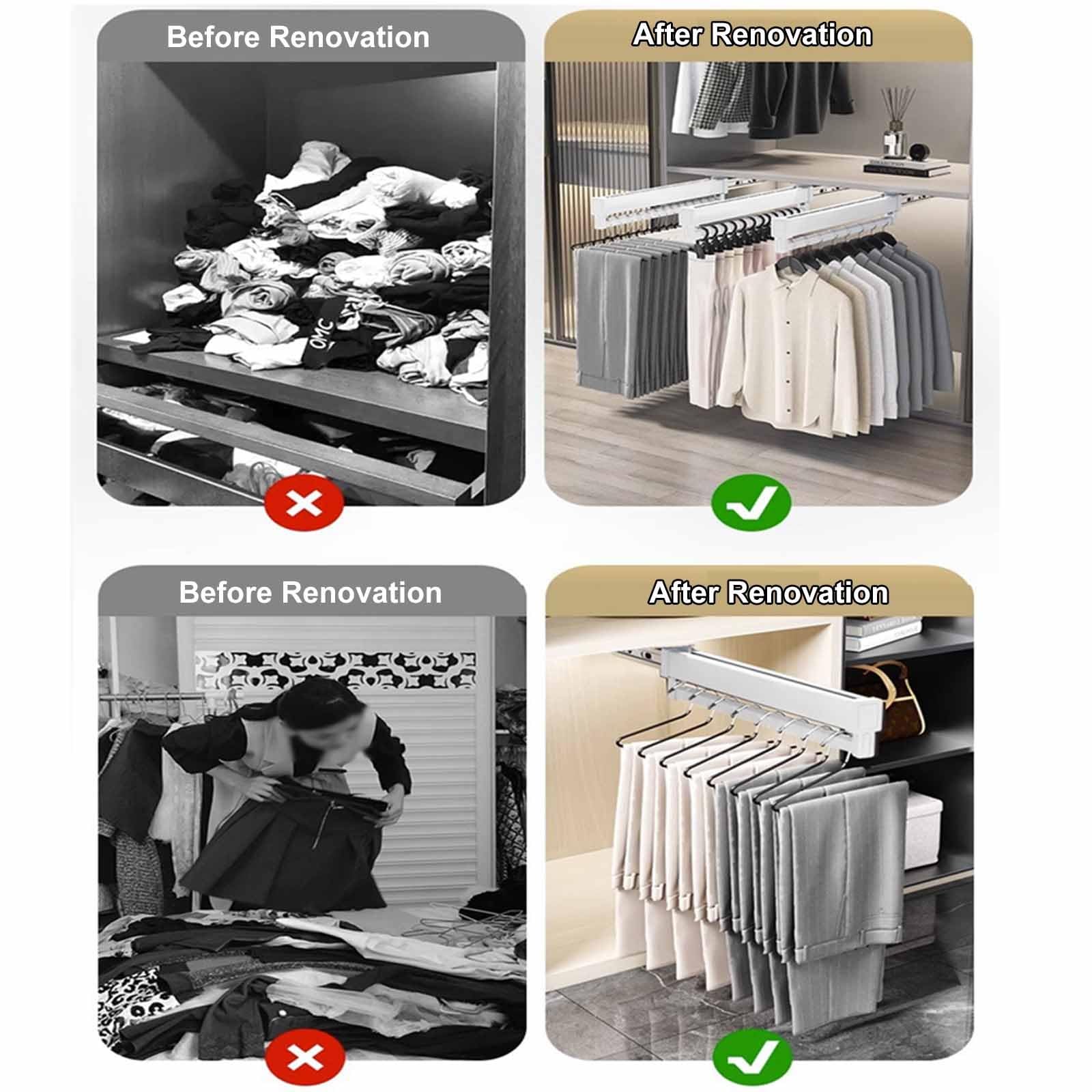 Organizzatore di Abbigliamento a Scomparsa - Ritiro di Spazio per Pantaloni, Ideale per Guardaroba, armadi e soluzioni di stoccaggio di Asciugamani