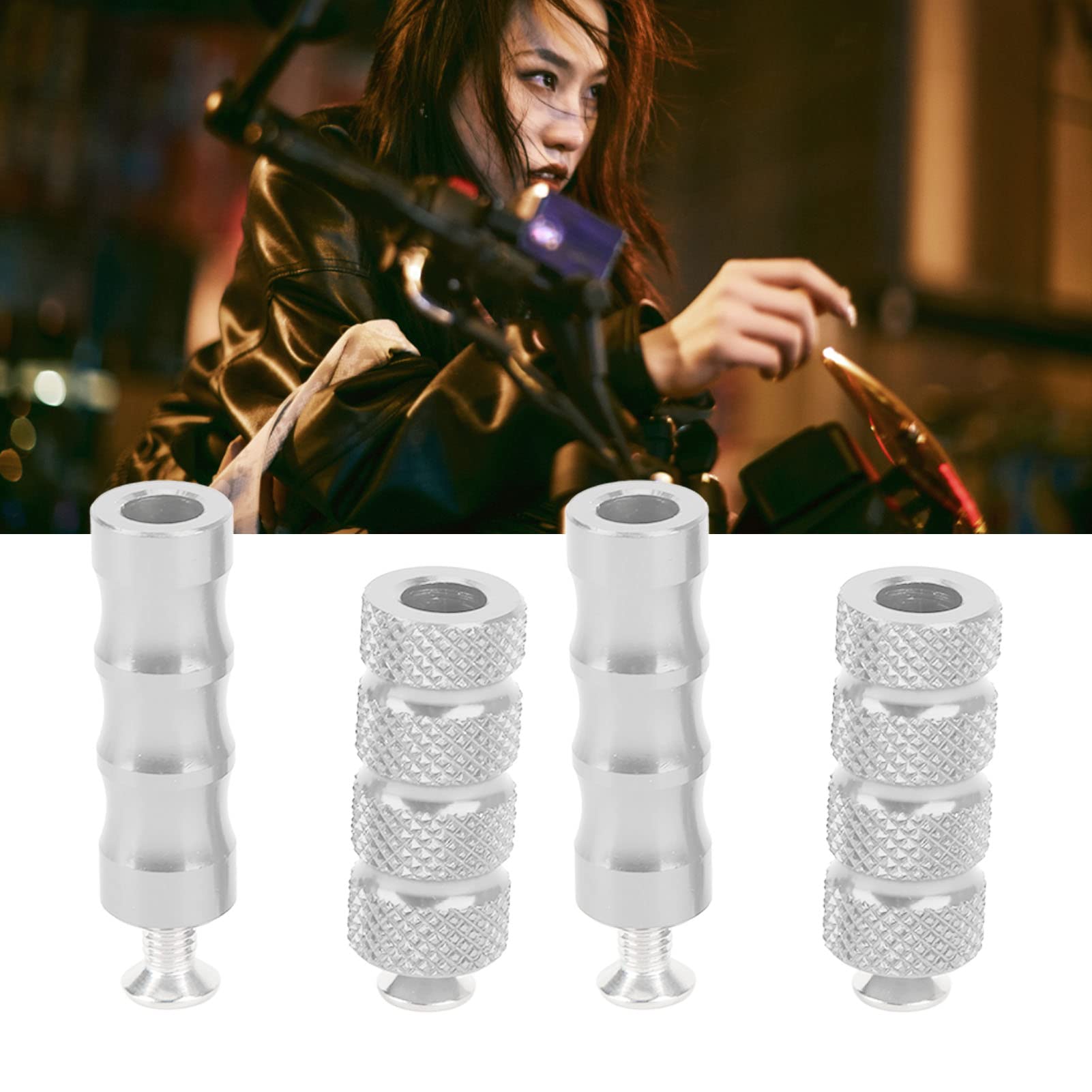 Peg Cambio Moto, Peg Cambio Zigrinato Moto Antiscivolo Leva Cambio Leva Freno Pedane Pedale, Foro 6 Mm Pedane Freno Moto Poggiapiedi Pedale Universale per Pedane (Argento)