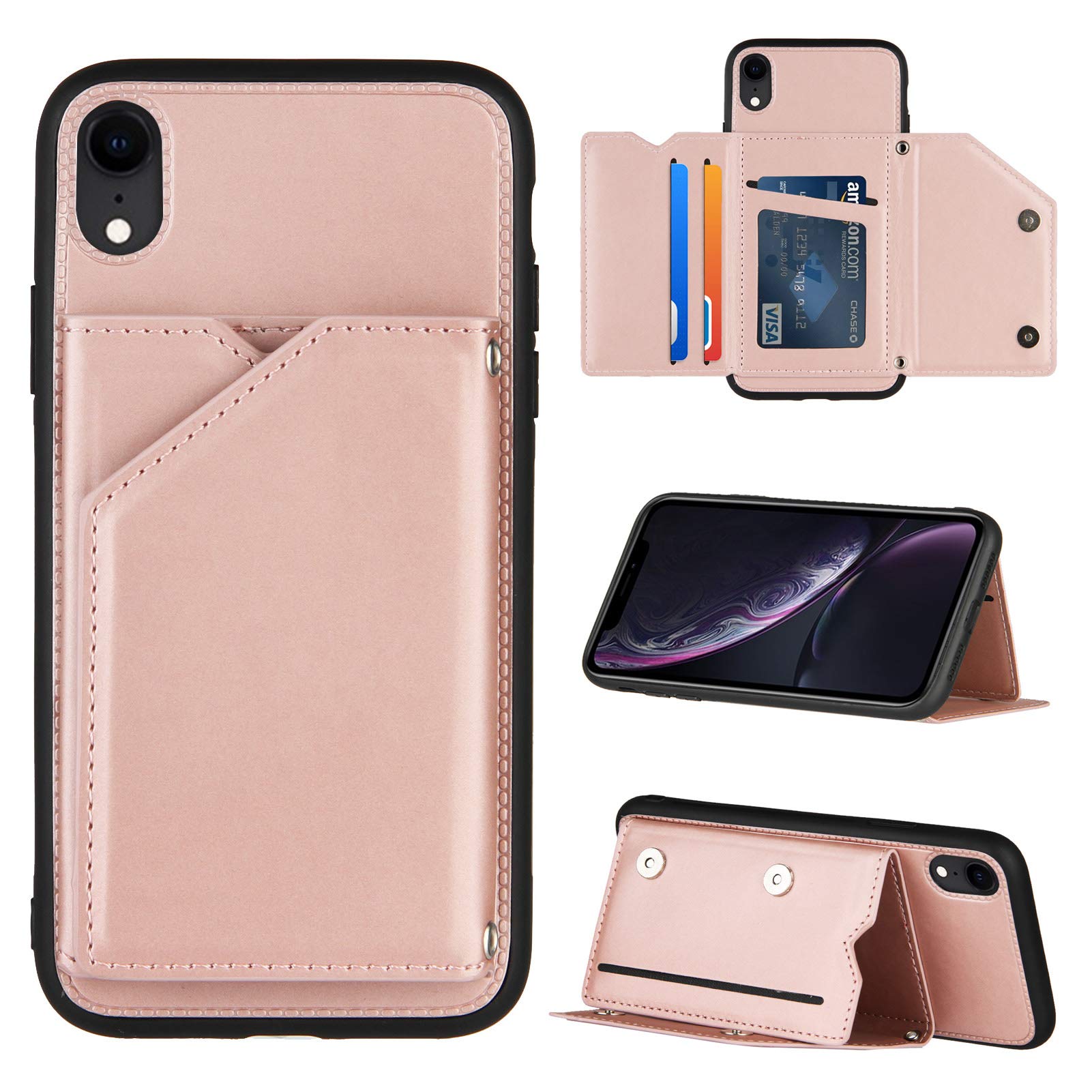 Cover Portafoglio Per IPhone XR In Pelle Con Slot Carte E Supporto, Antiurto, Chiusura Magnetica