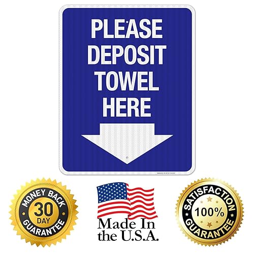 Miniatura 24 de Please Deposit Towel Here with Downward Arrow Sign, 12x18 Inches, 3M EGP Reflective .063 Aluminum, Fade Resistant, Made in USA