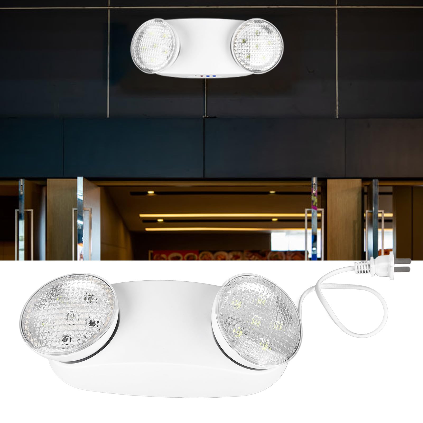 Mumusuki LED Emergency Light, Adjustable Two Emergency Lighting Fixtures with Battery Backup Suitable for Factories, Hotels, Shopping Malls, Buildings, Public