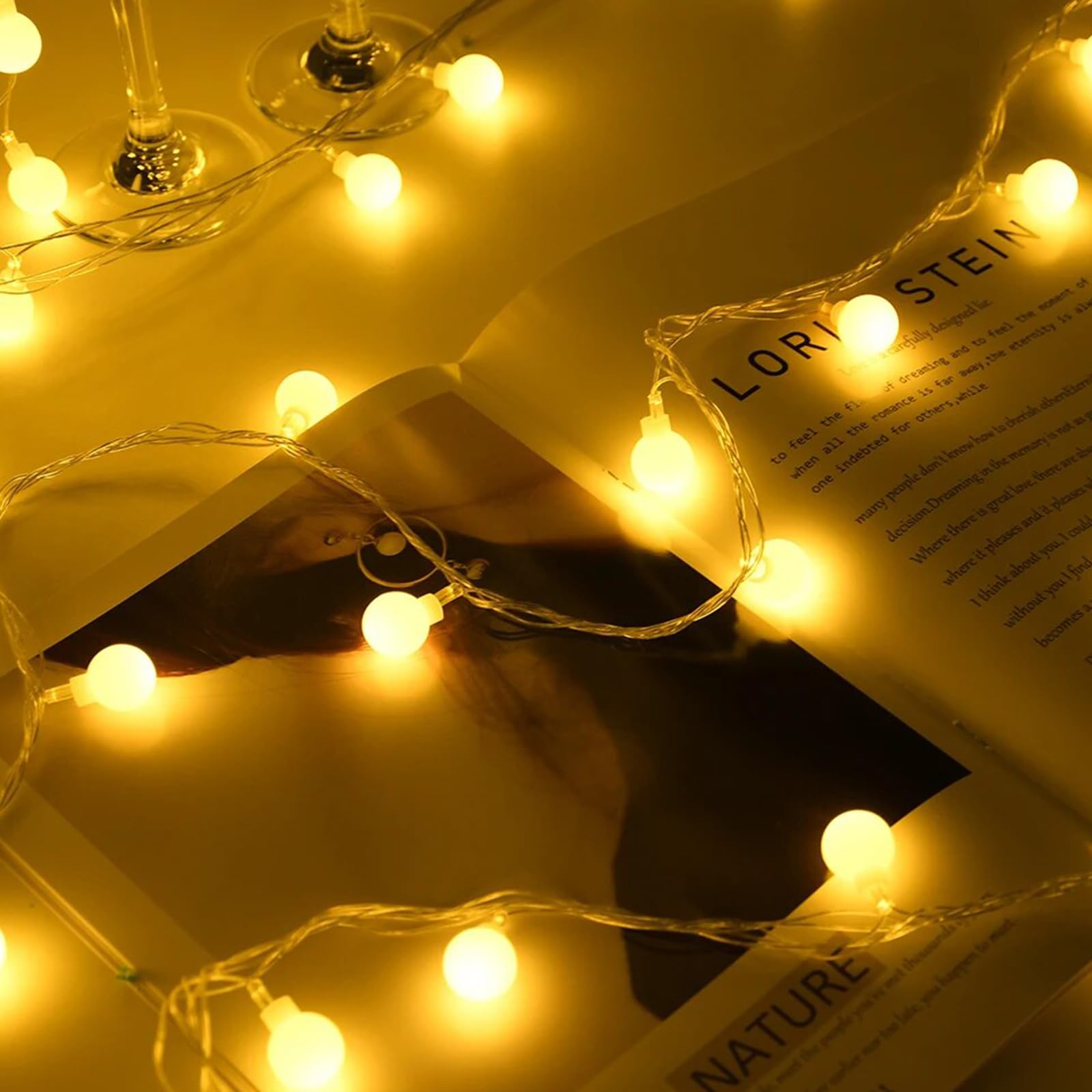 AuFiiy Globus-Lichterkette 5 M – 50 LEDs, Batteriebetrieben, 3 Modi (Dauerlicht, Blinken), Für Innen & Außen